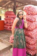 Traditional Fuchsia Green Maxi Dress – Festive Wear