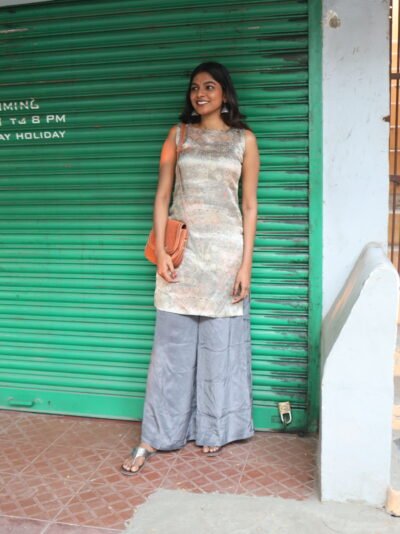 Ash Grey Short Kurti Palazzo Set