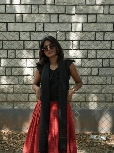 Black & Crimson Skirt Set