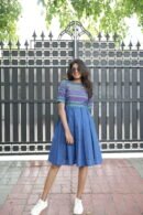 Midnight Blue Half Maxi Dress – Elegant Casual Wear