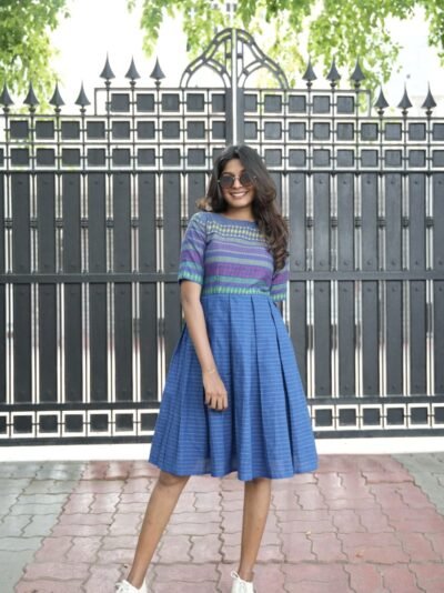 Midnight Blue Half Maxi Dress – Elegant Casual Wear