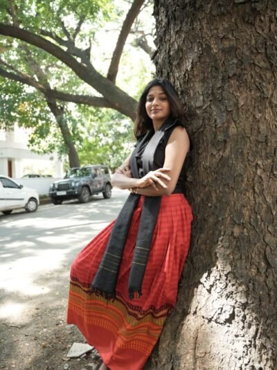 Black & Crimson Skirt Set