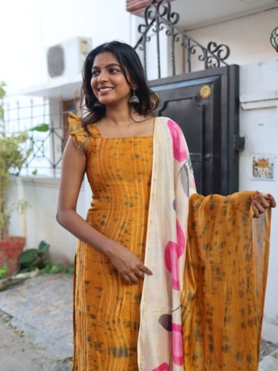 Sunset Glow Kurti Set – Orange Yellow Ethnic Wear