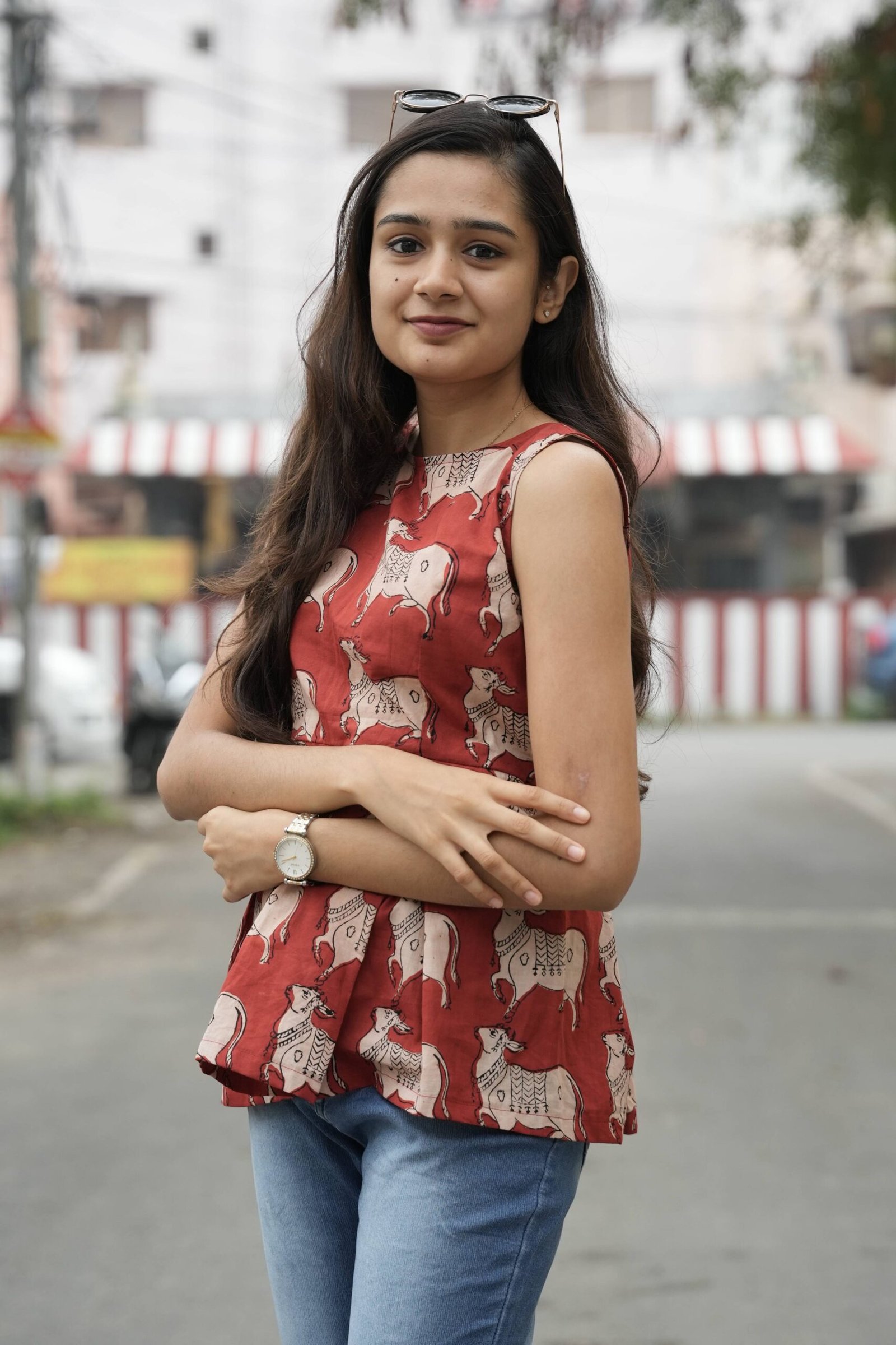 Heritage Red Kalamkari Peplum Top - Image 2
