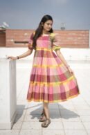 Colorful Handloom Checked Tiered Maxi Dress