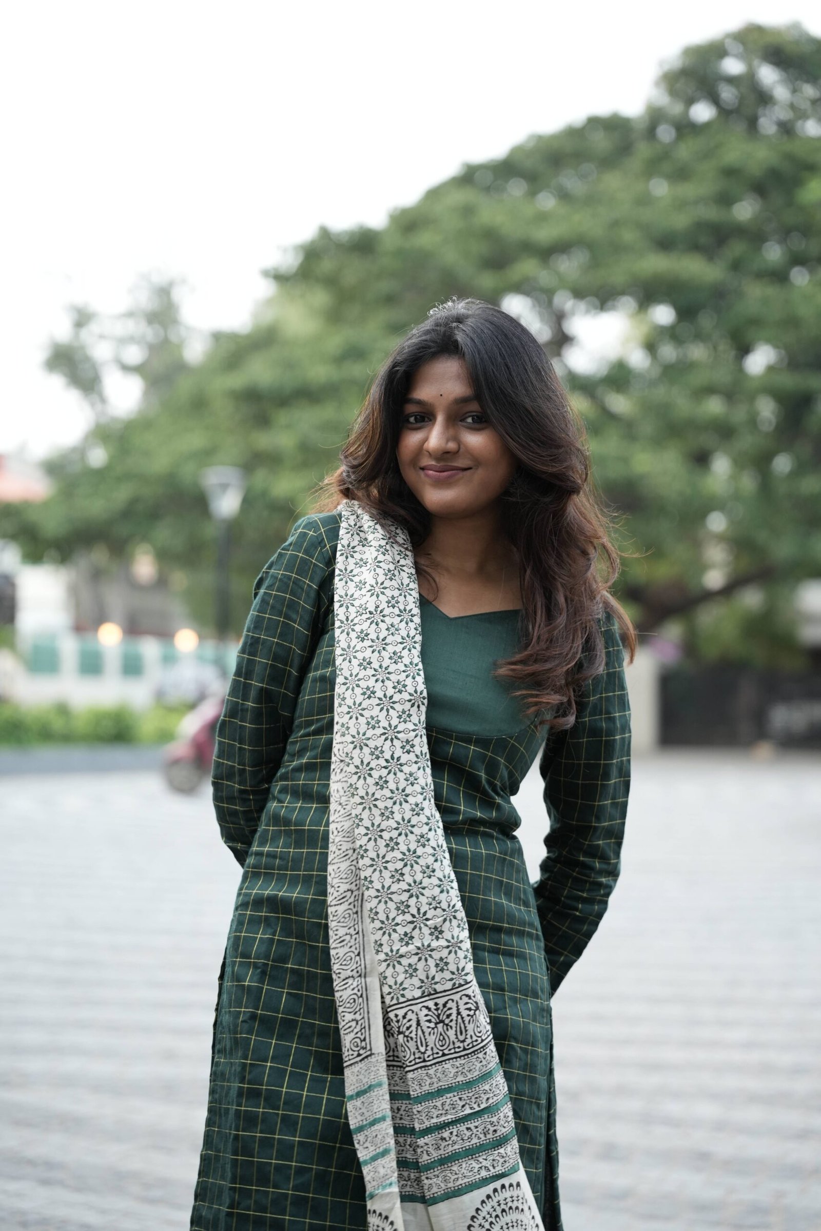 Emerald Checked Grace Kurti Set with Printed Dupatta - Image 5