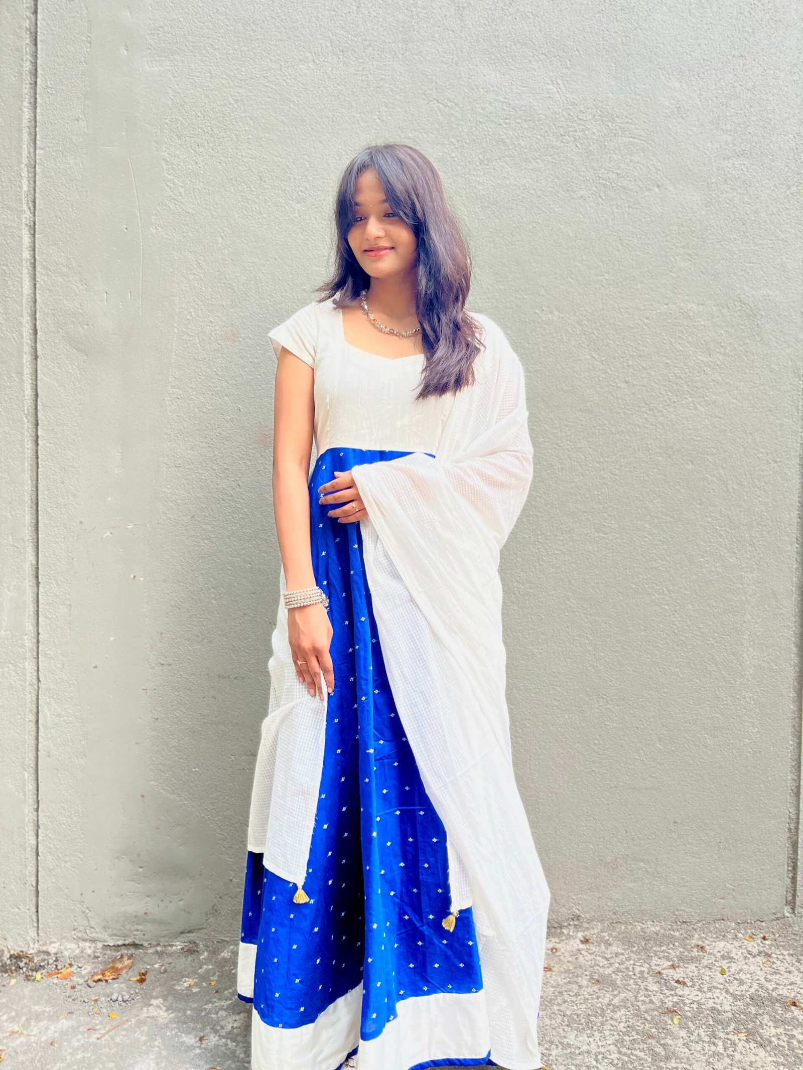 Blue blaze Anarkali set with dupatta
