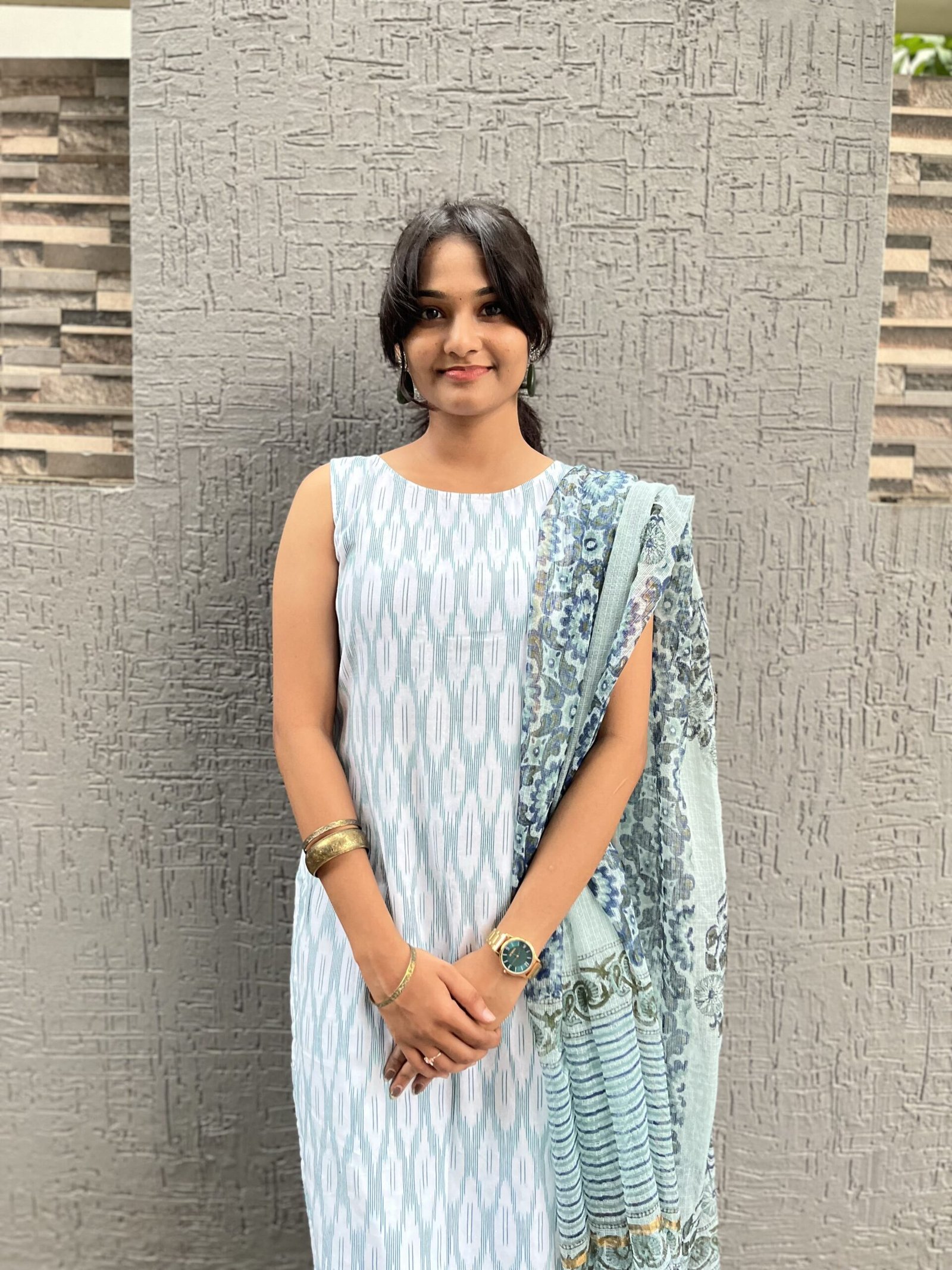 Green coral printed cotton suit set - Image 3